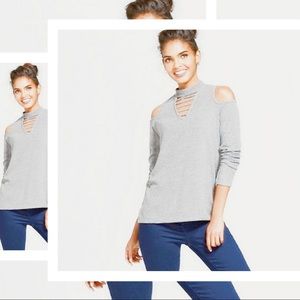 Grayson Threads - Gray Cold Shoulder Sweater - L